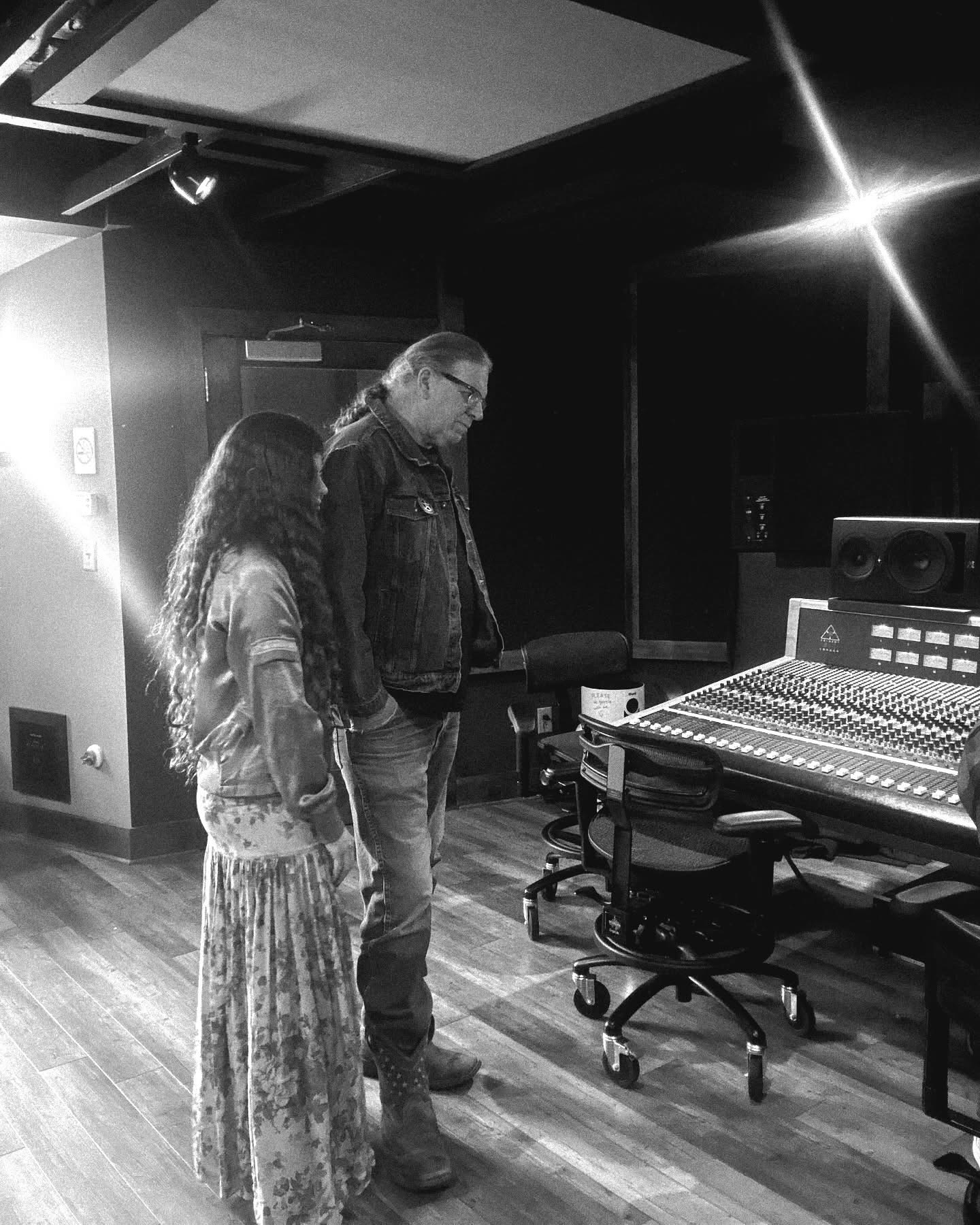 Nettie and the Delta Boy listening in the studio